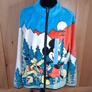 Mickey Mouse Size L Character Sherpa Scenic Jacket Zip Up with Pockets NWT